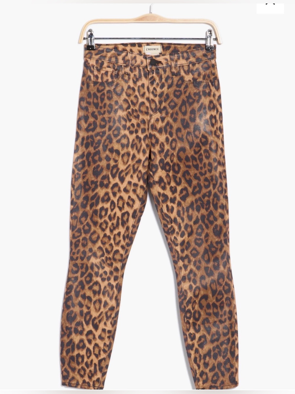L’Agence Margot Cheetah Print Coated Ankle Skinny Jeans